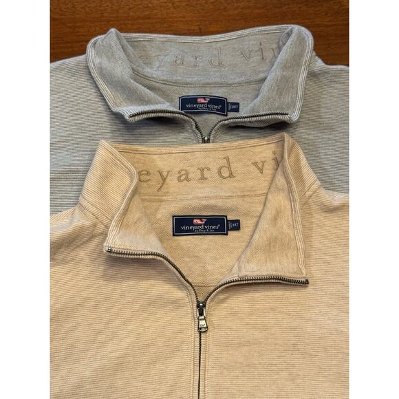 Lot Of 2 3XT Vineyard Vines Quarter Zip Pullover Sweatshirt Sweater Gray And Tan - Picture 2 of 13